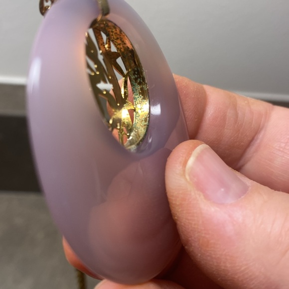 Lavender Jade Donut Bead with Gold Accent and Gold Chain - Picture 7 of 8